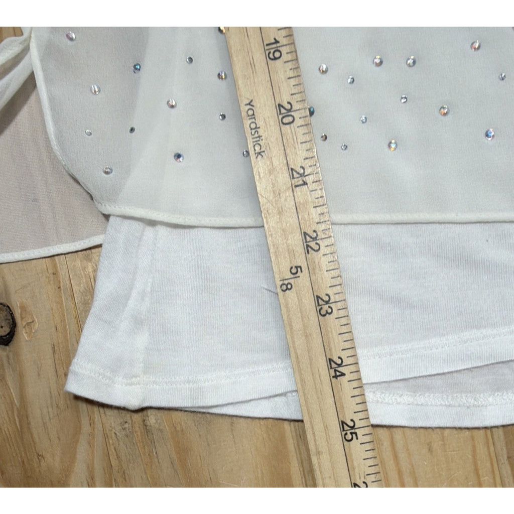 Express Ivory Sparkly Rhinestone Overlay Tank Top size Small