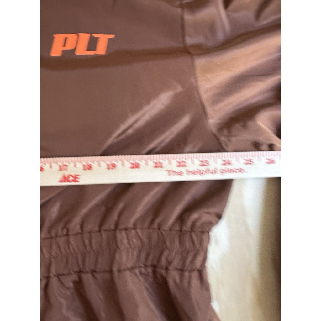 PrettyLittleThing Windbreaker Sheath Dress 3X Brown Orange Zip Long Rain Coat