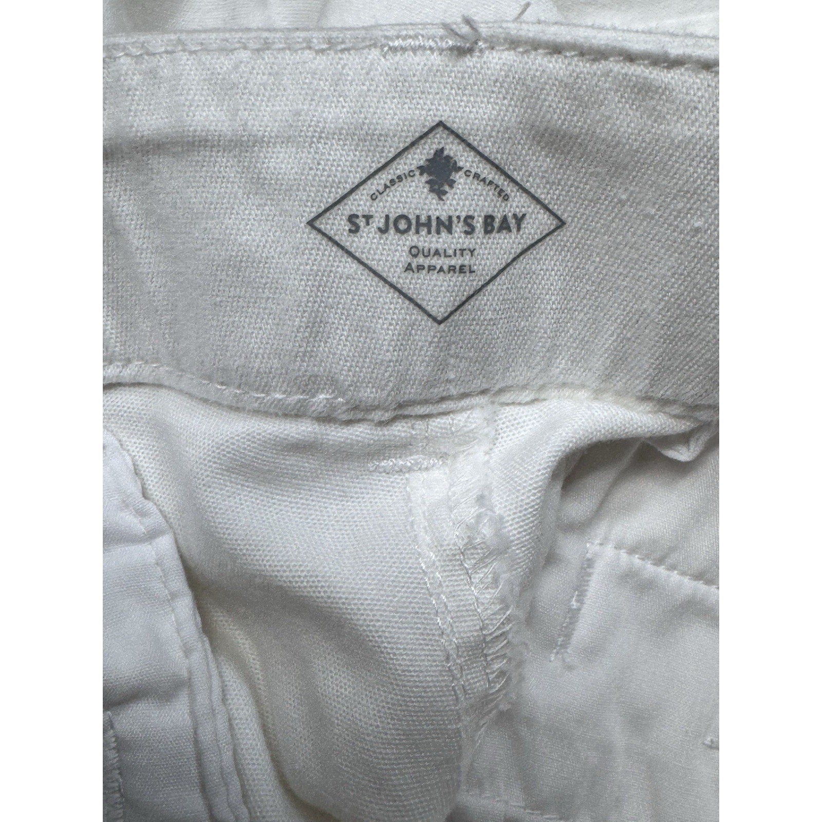 St. Johns Bay Mid Rise Capri Pants Womens 14/38 White Flat Front No Size Tag