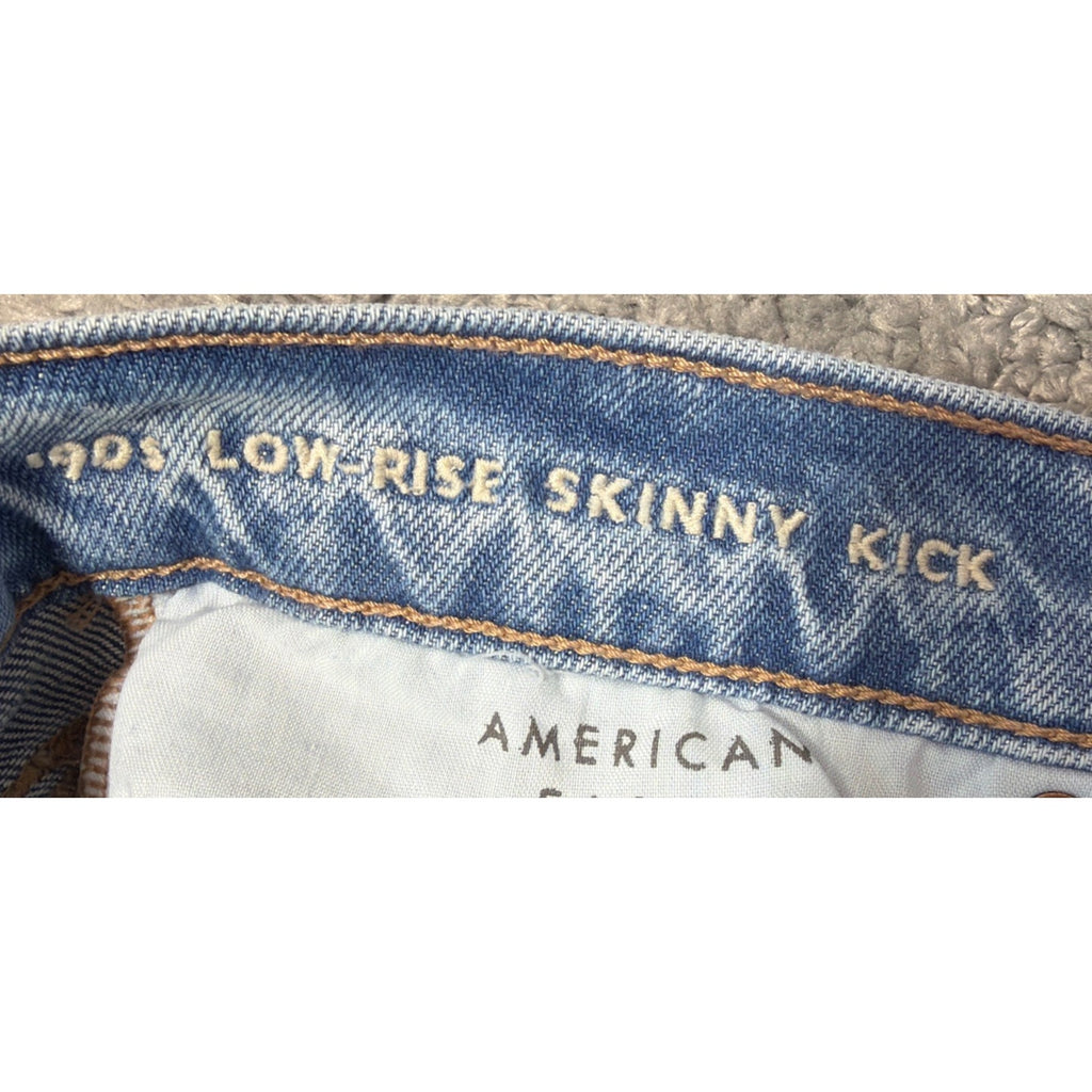American Eagle Jeans Womens 10 90's Low Rise Kick Stretch 2 Tone Flared Bottom