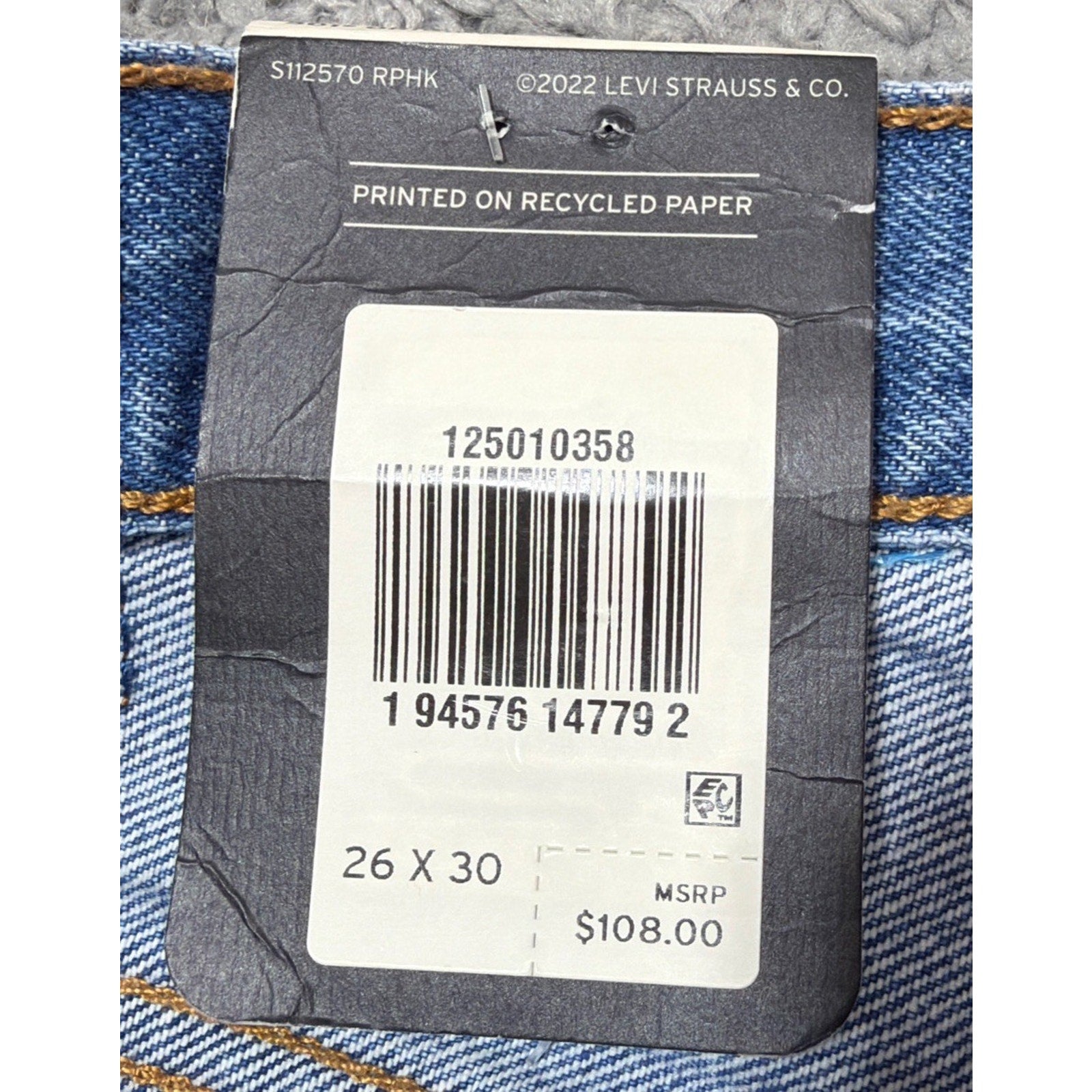 Levis 501 XX Straight Jeans Womens 26x30 Original Fit Premium Big E 125010358