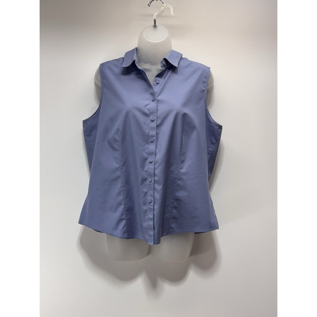 TALBOTS Blue Wrinkle Resistant Stretch Cotton Fabric Button Up Women’s Size 1XP