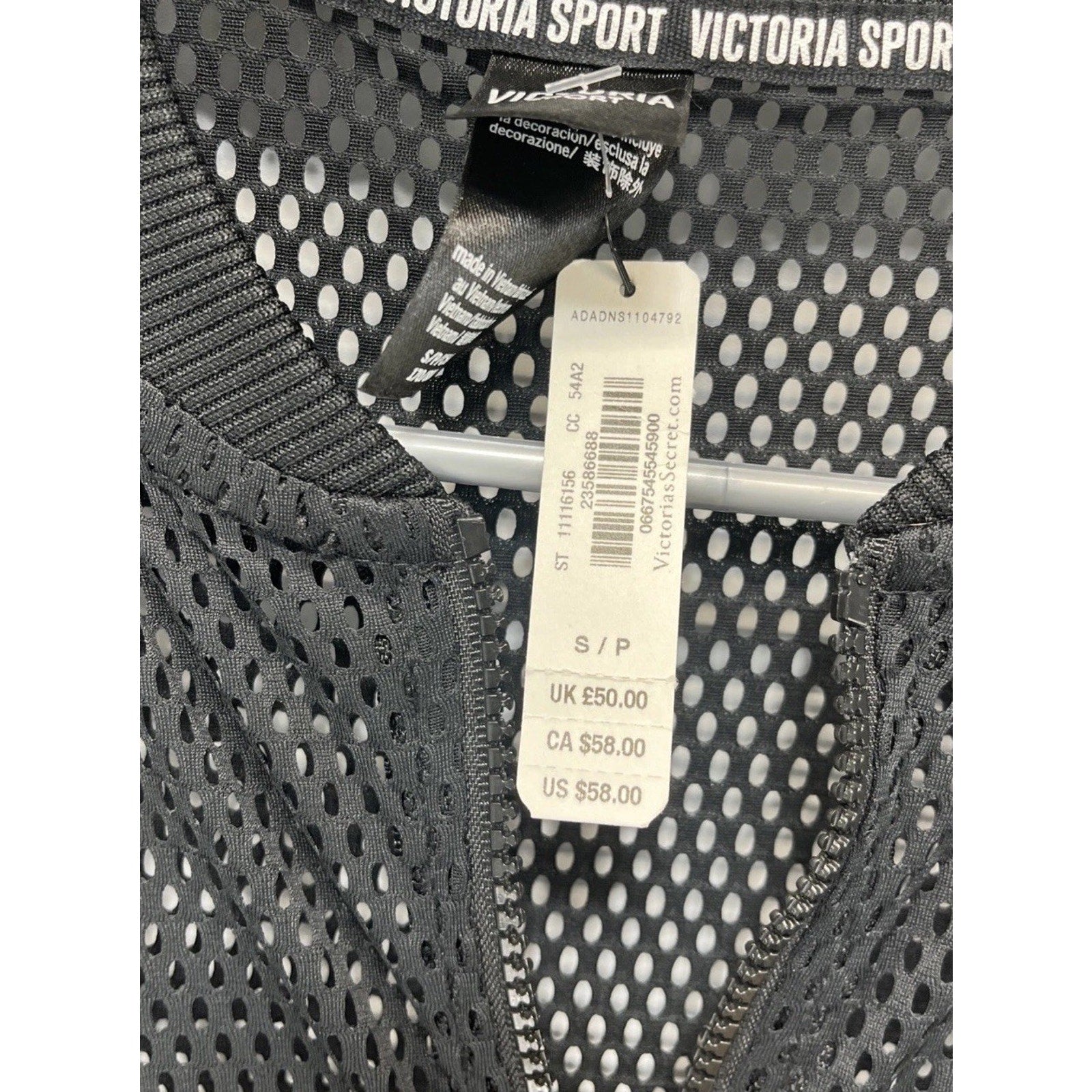 Victoria’s Secret Victoria Sport Mesh Jacket Full Zip Black Gym bomber Sz-S NWT
