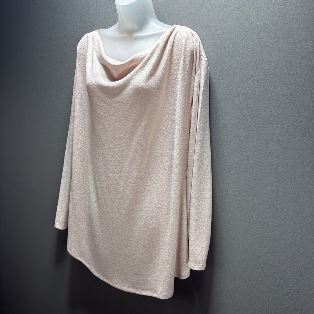 Lane Bryant Knit Top Pale Pink 3/4 Sleeve Cowl Neck Plus Size 22 24 NWT Stretch