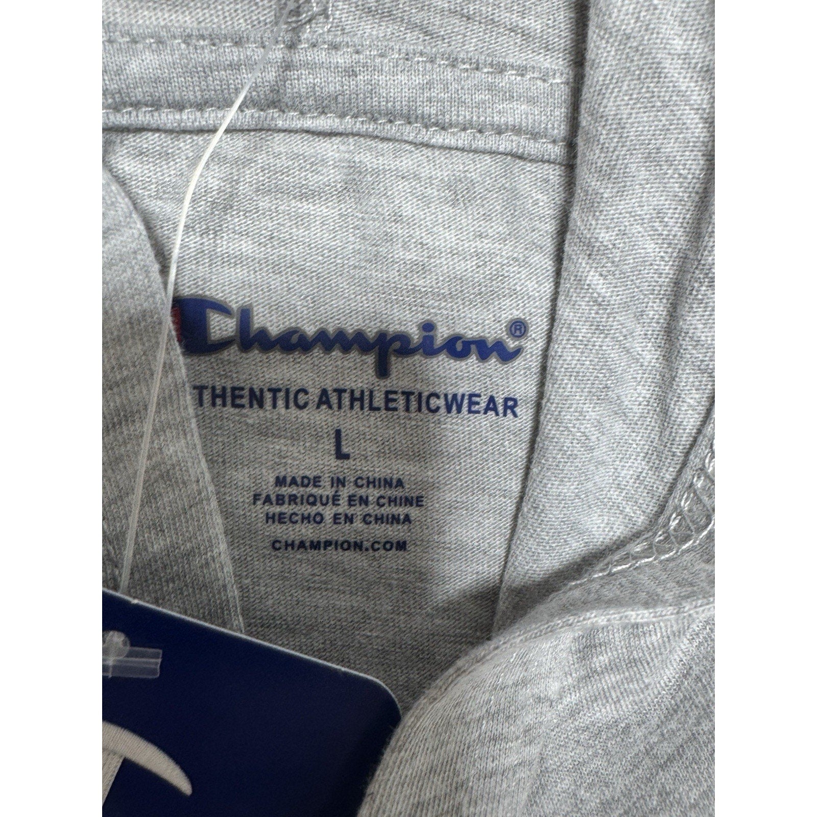 Champion Girls Hoodie Large Gray Pink SEQUIN Script Logo Pullover Youth L 10/12