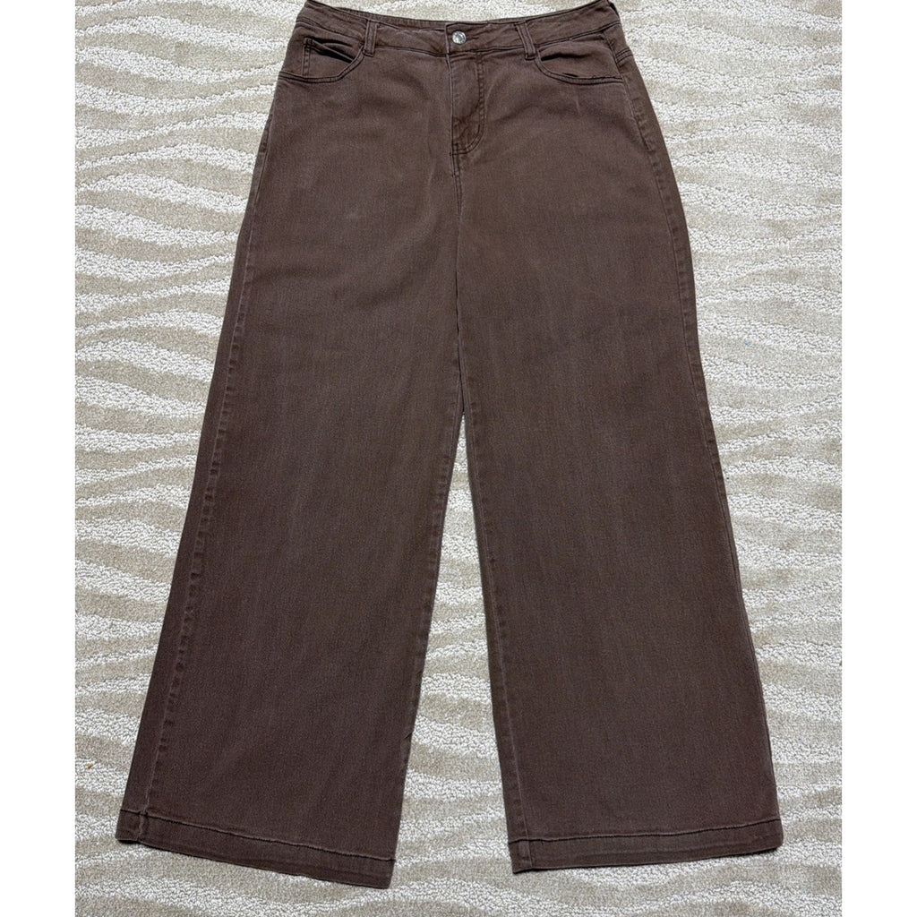 Entro High Rise Crop jeans size L wide leg 30x28