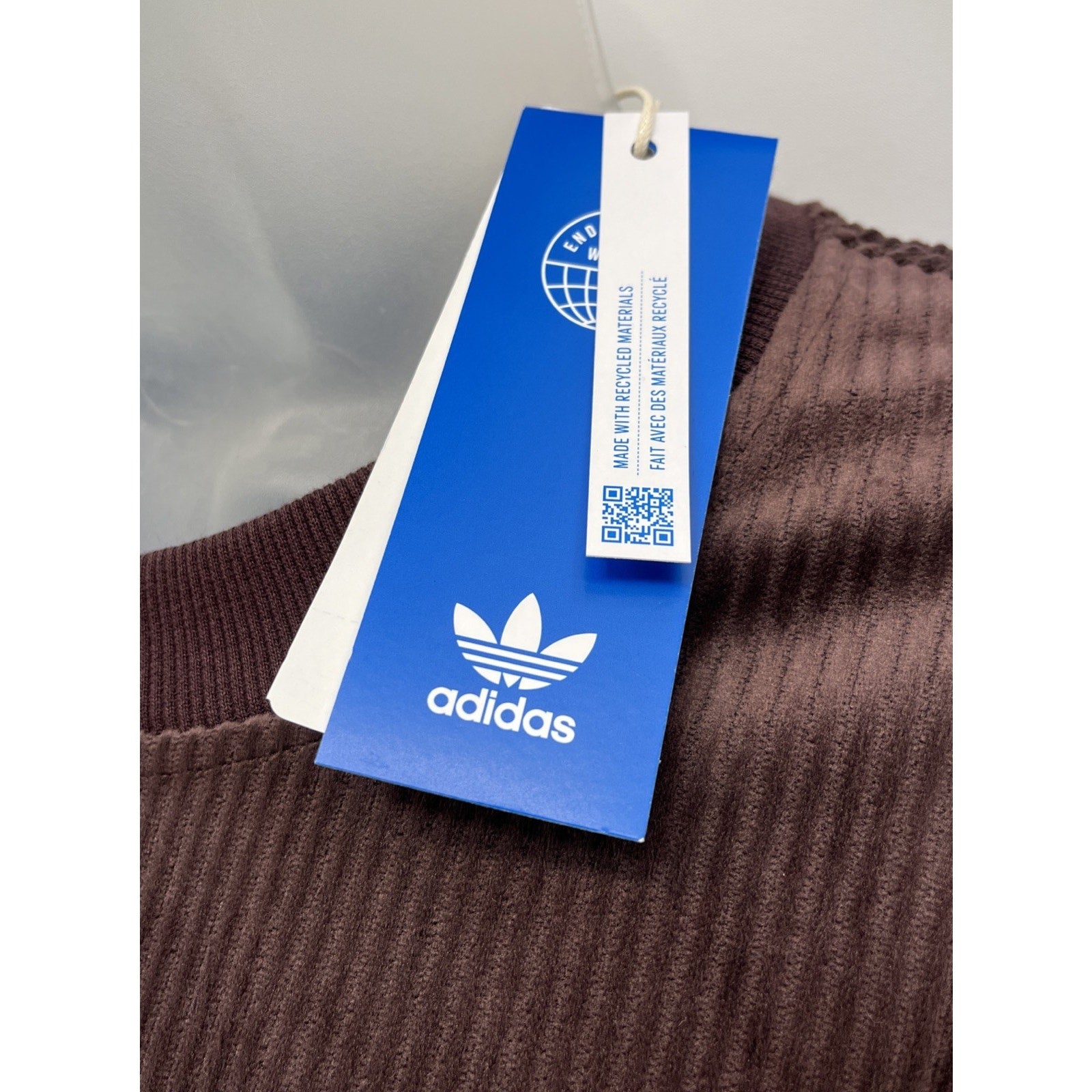 NWT Women’s Adidas BF Corduroy Mixed Material Crop Oversized Sweatshirt Size XL