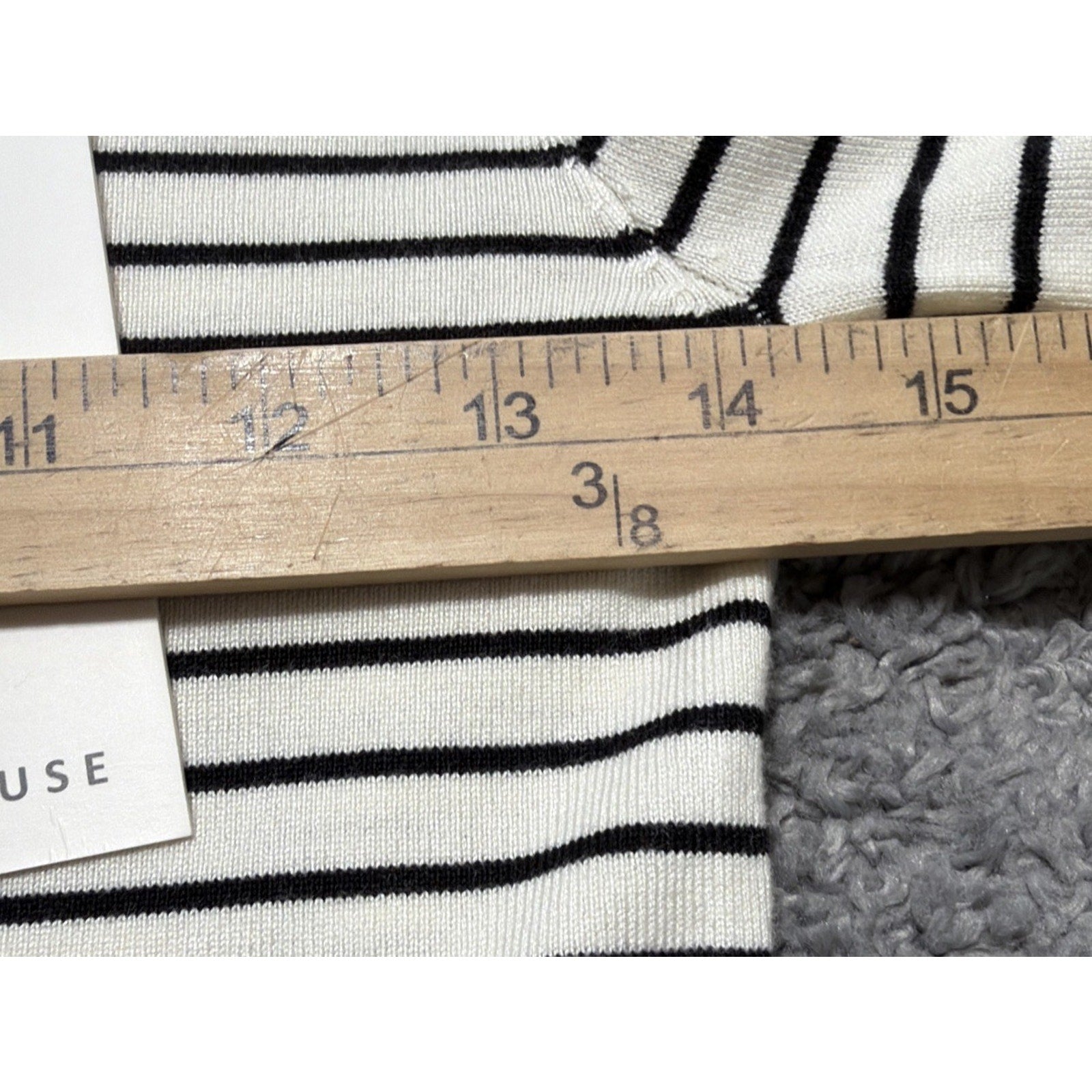 Miou Muse Long Sleeve Stripe Pattern Ribbed Knitted Top Size S New