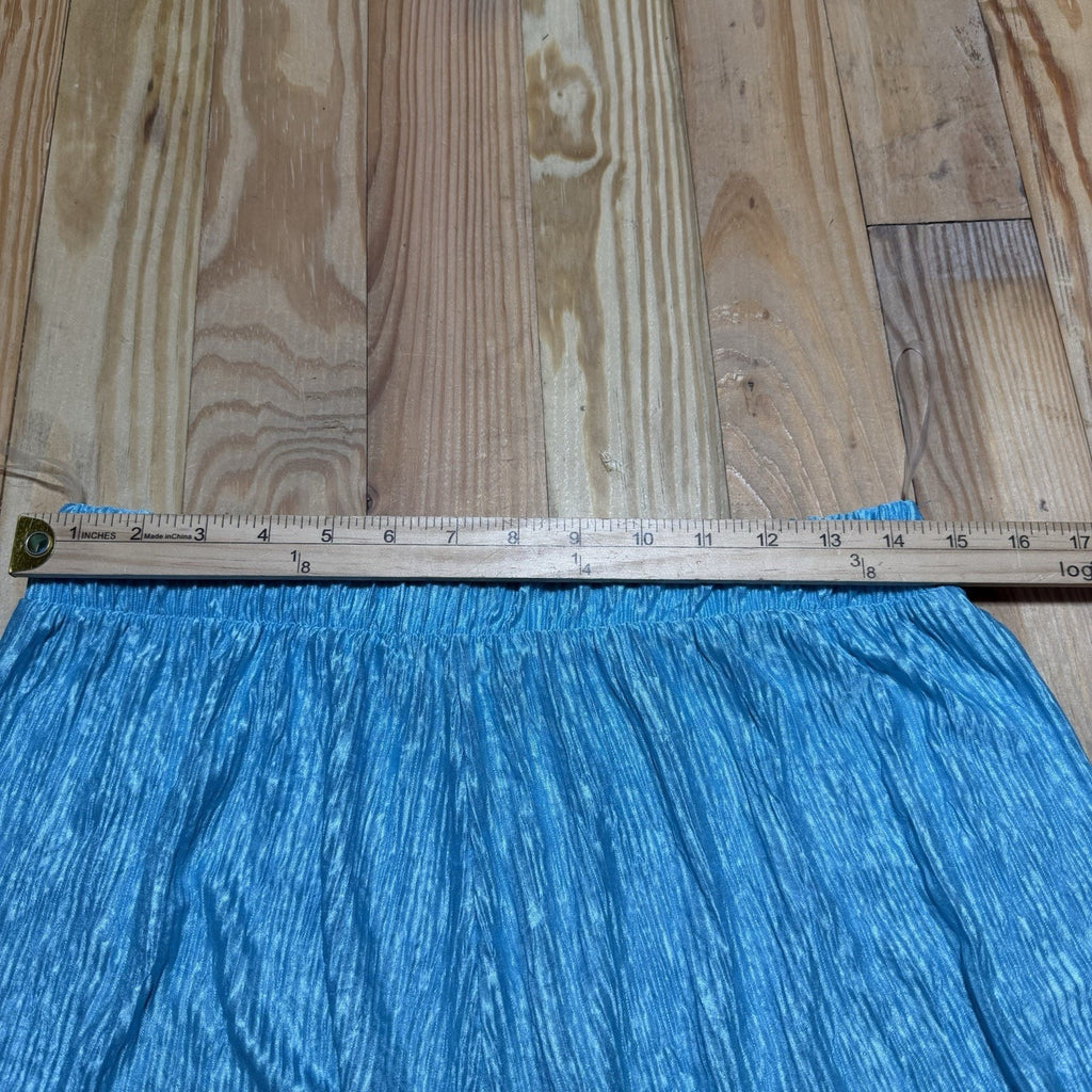Entro Womens L Turquoise Metallic Crinkle Wide Leg Palazzo Pants Made USA