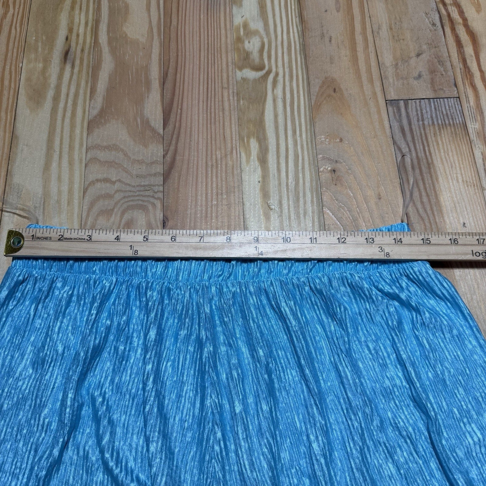 Entro Womens L Turquoise Metallic Crinkle Wide Leg Palazzo Pants Made USA
