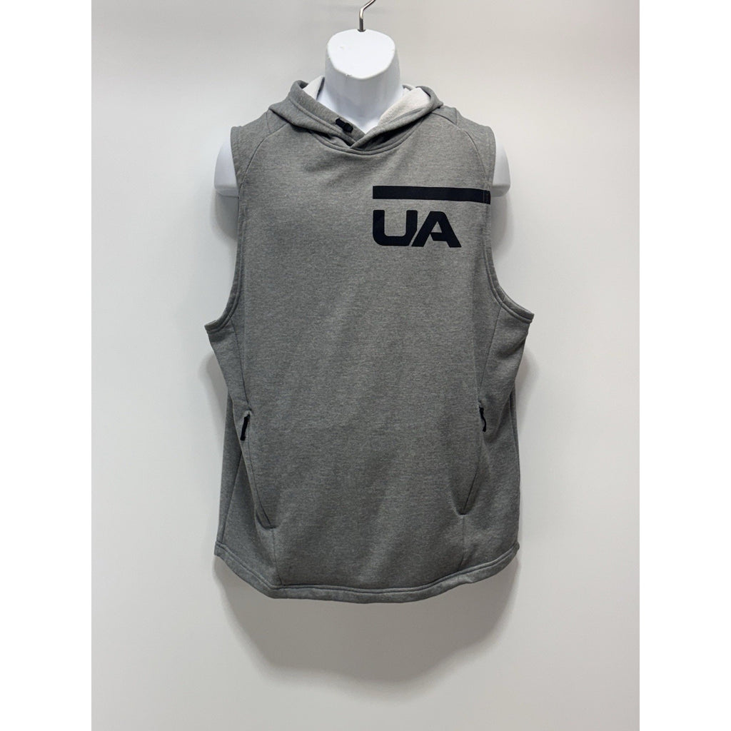 Under Armour Wrestling Sleeveless Hoodie Gray Pullover Workout Large Zip