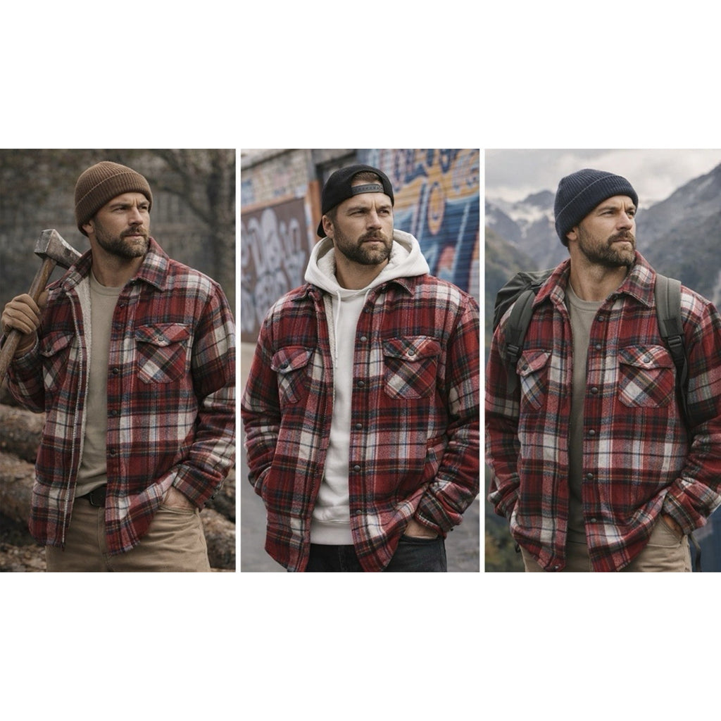 Mens Rugged Point Authentic Red Plaid Fleece Sherpa Button Up Shacket 2XL NWT