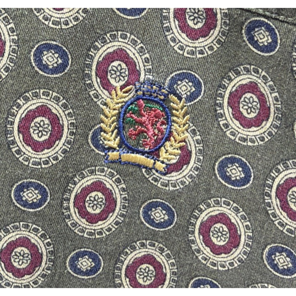 VINTAGE 90s Tommy Hilfiger All Over Print Shirt Men Large Green Crest Logo