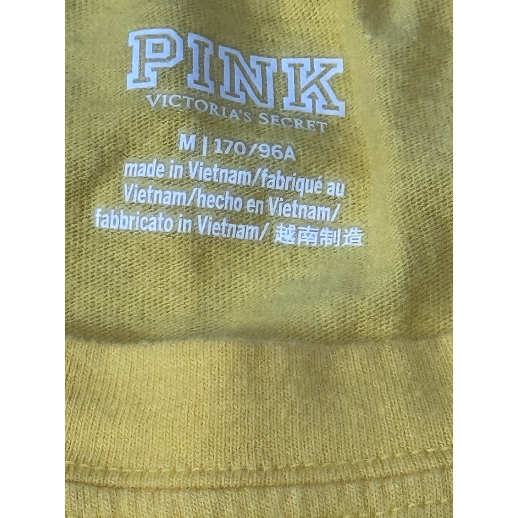Pink Women's Long Sleeve Yellow Pull Over "PINK" Shirt Size Medium EUC