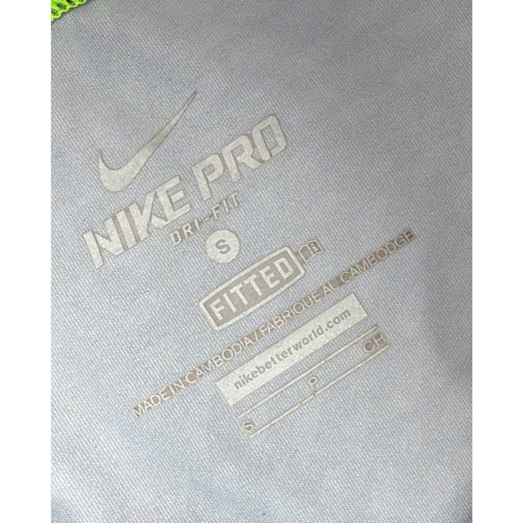 Nike Pro Dri Fit Top Long Sleeves Black Gray Green Fitted Running Womens Small