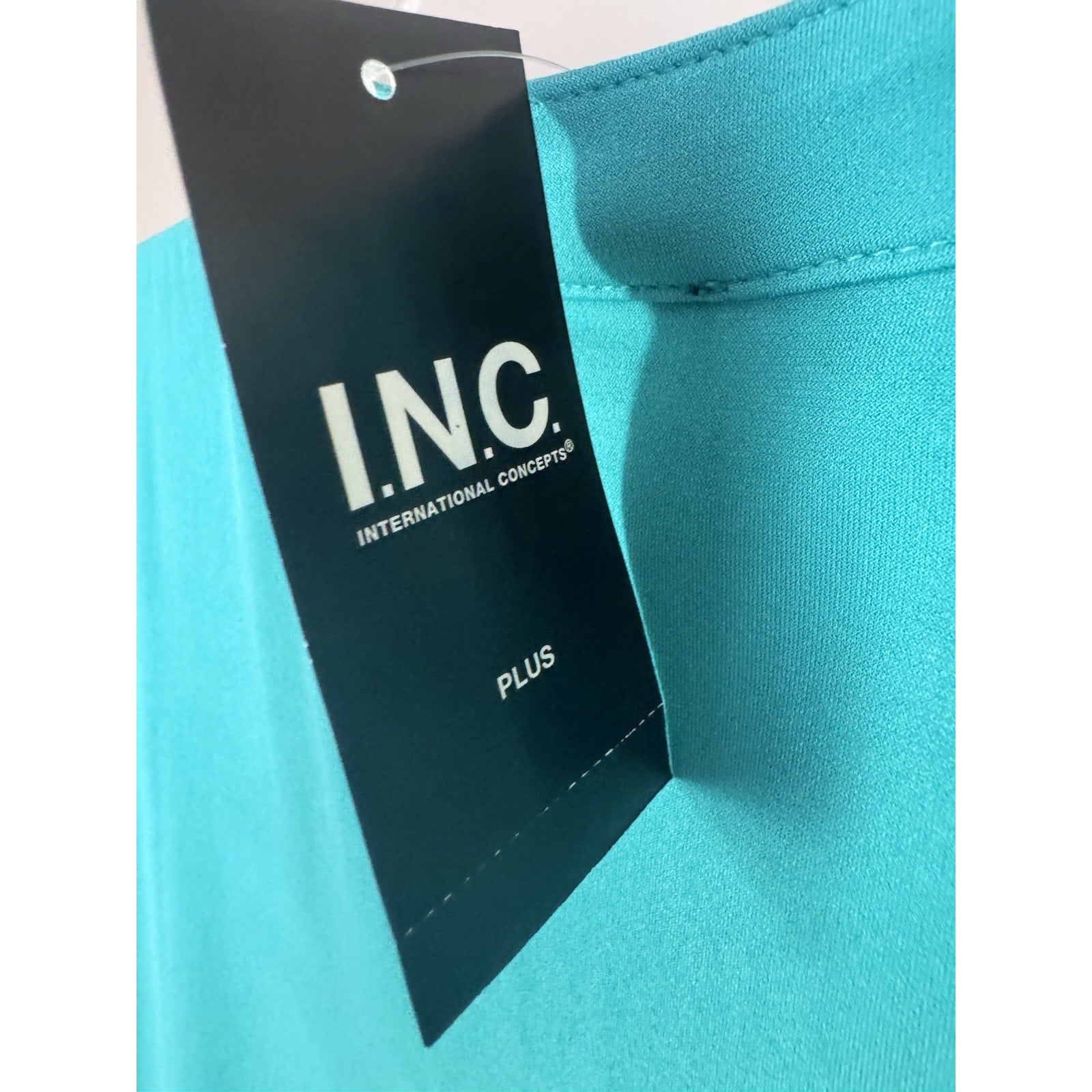INC International Concepts 1X Plus Teal Lace Up V Neck Knit Top NWT $54.50