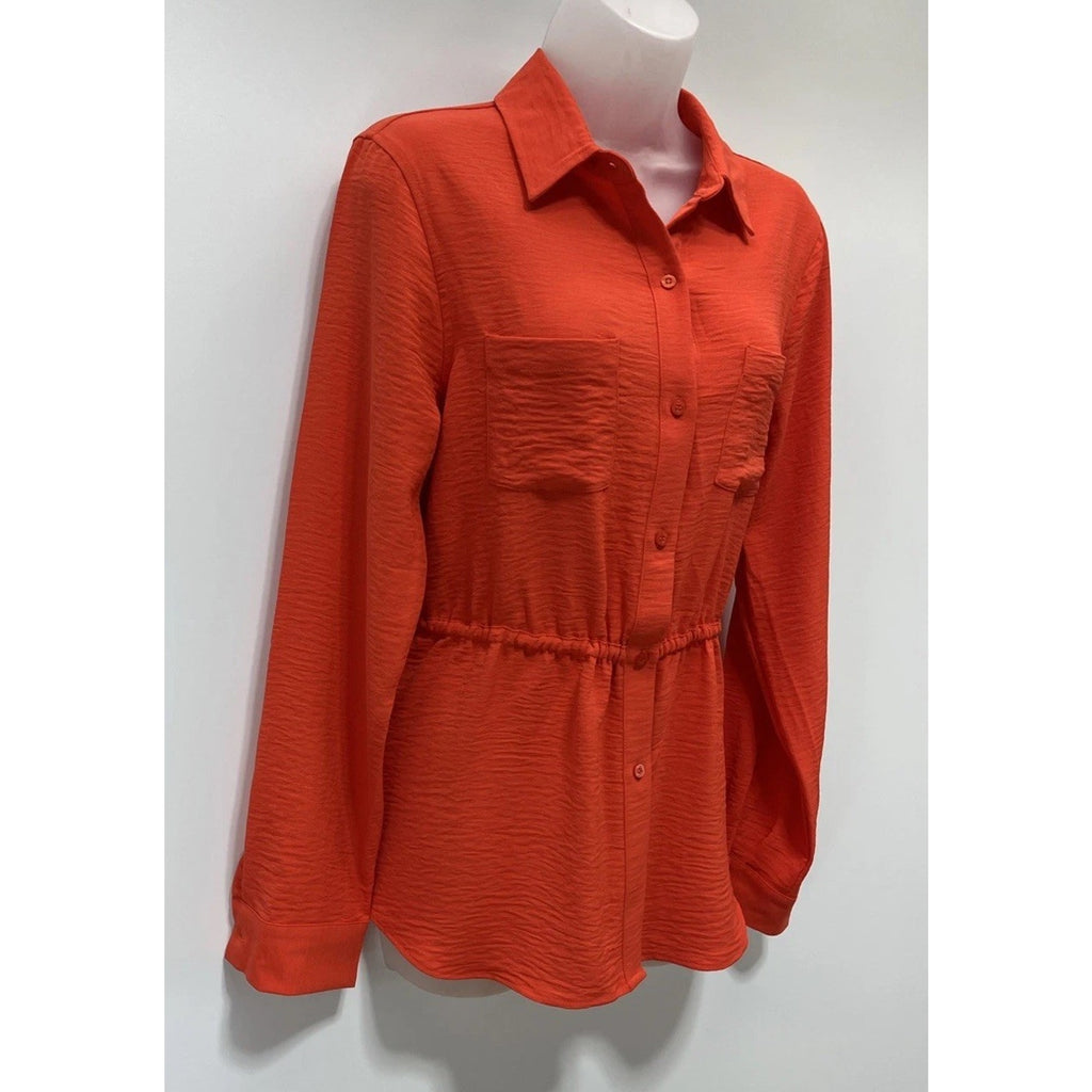 Calvin Klein Orange Long Sleeve Blouse Top Size M