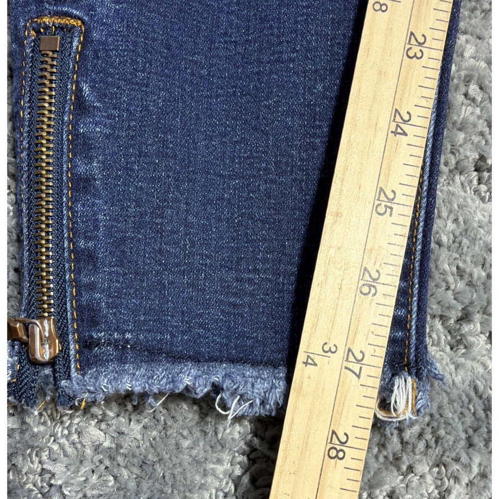 KanCan Jeans Womens 11/29Stretch Low Rise Med Wash Fade Raw Hem Zipped Ankle Zip