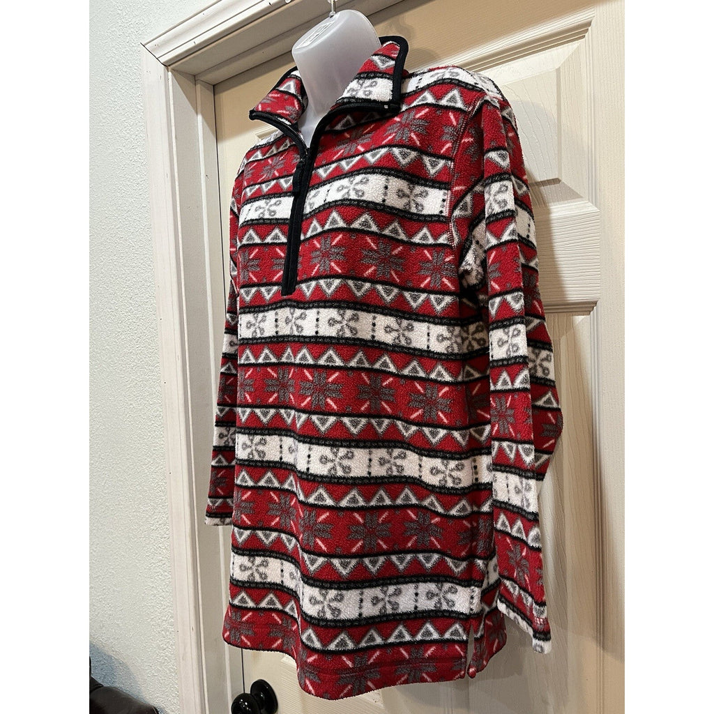 Cabin Creek Red White Black Quarter Zip Fleece Women’s Outerwear Size Medium