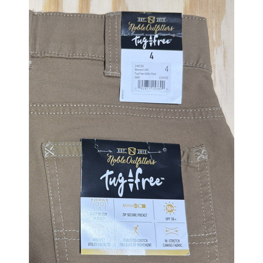 NOBLE OUTFITTERS Tug-Free Stretch Canvas Utility Pant Women's Sz 4 Coyote 24036