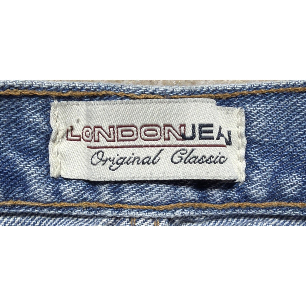 London Jean Women’s Sz 8 High Waisted Mom Cut Off Blue Jean Shorts 3”L