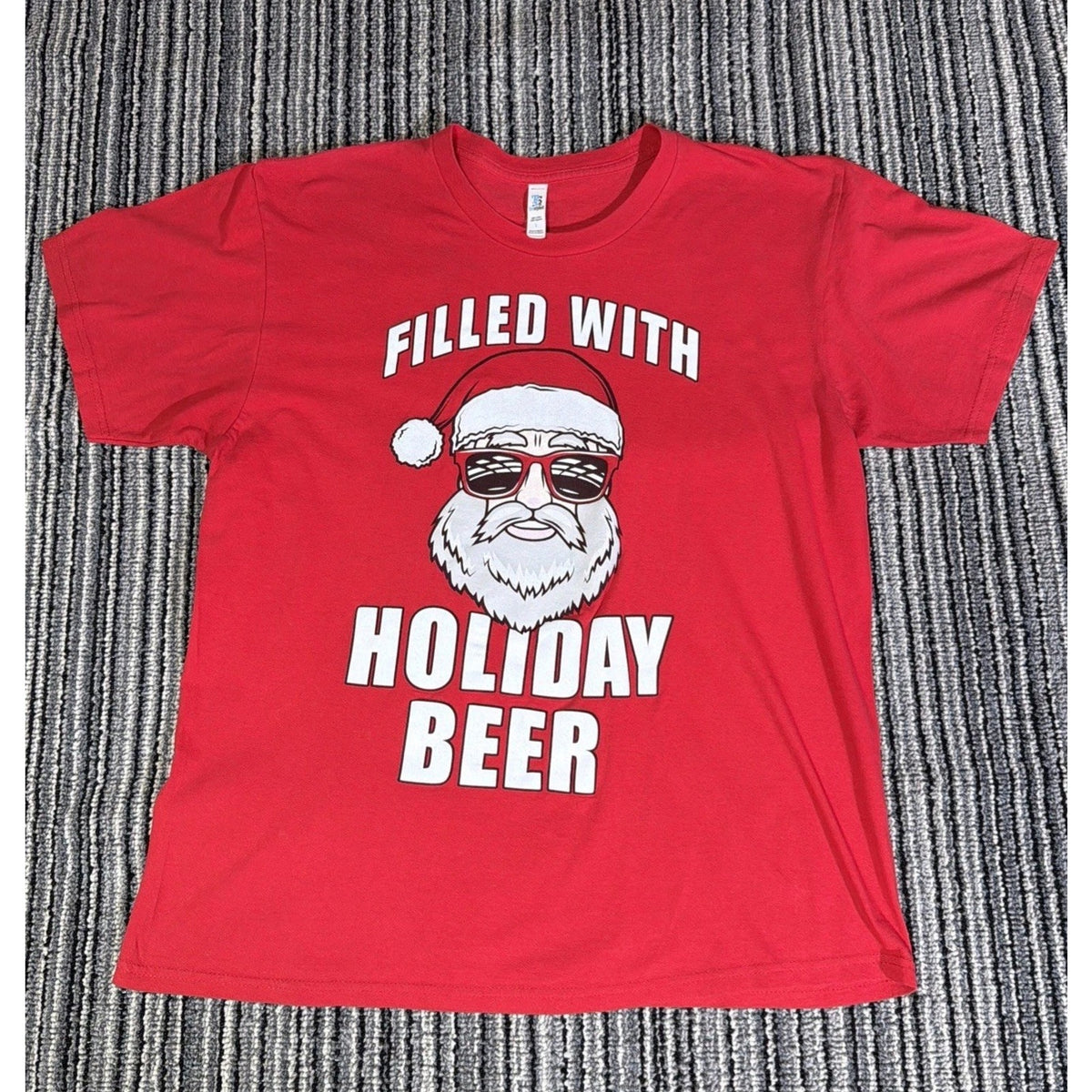 T-Shirt Large Santa “Filled with Holiday Beer” TeeStyled Christmas