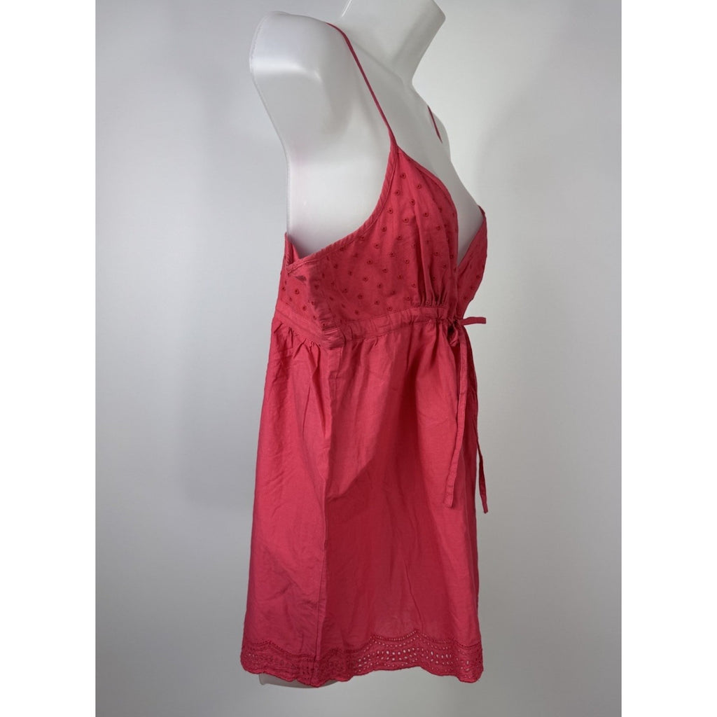 La Redoute Eyelet Pink Tank Blouse FR 46/US 14 Strappy Drawstring