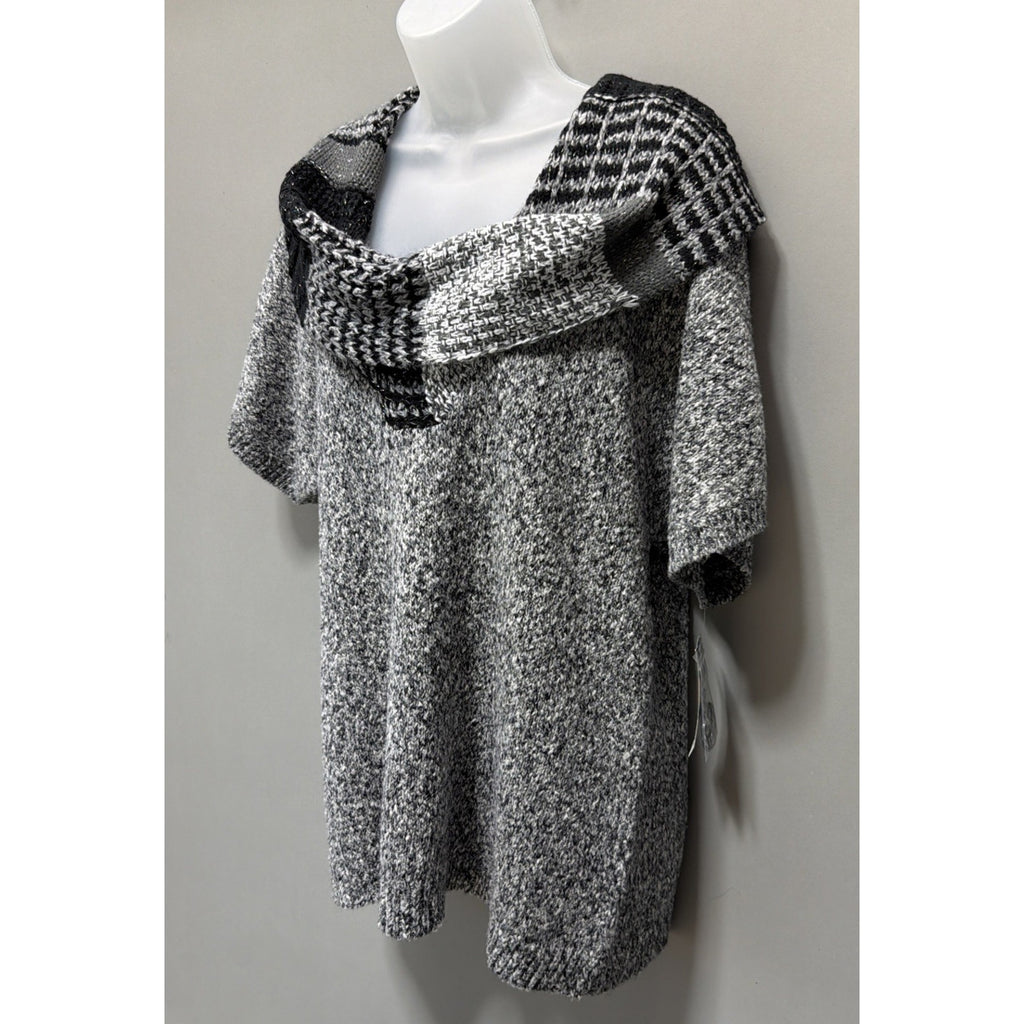 Style & Co Sweater Women’s Short Sleeve Size Large Gray Cowl Neck NWT