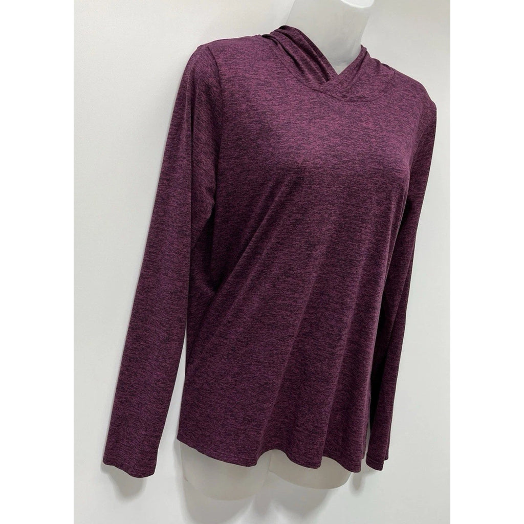 Womens Heather Purple Nike Dri-Fit Hooded Shirt Long Sleeve Running Size L