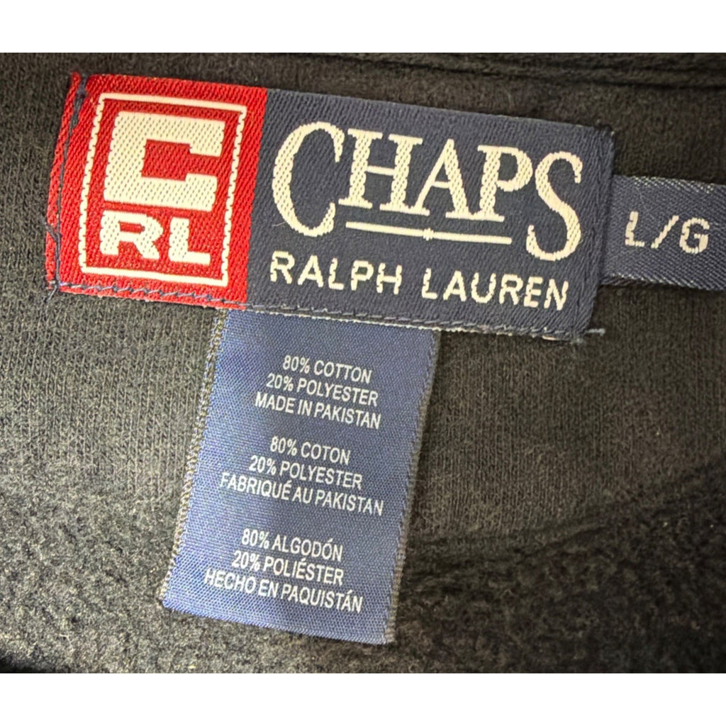 Chaps Ralph Lauren 90s Black Fleece 1/4 Zip Sweater Large