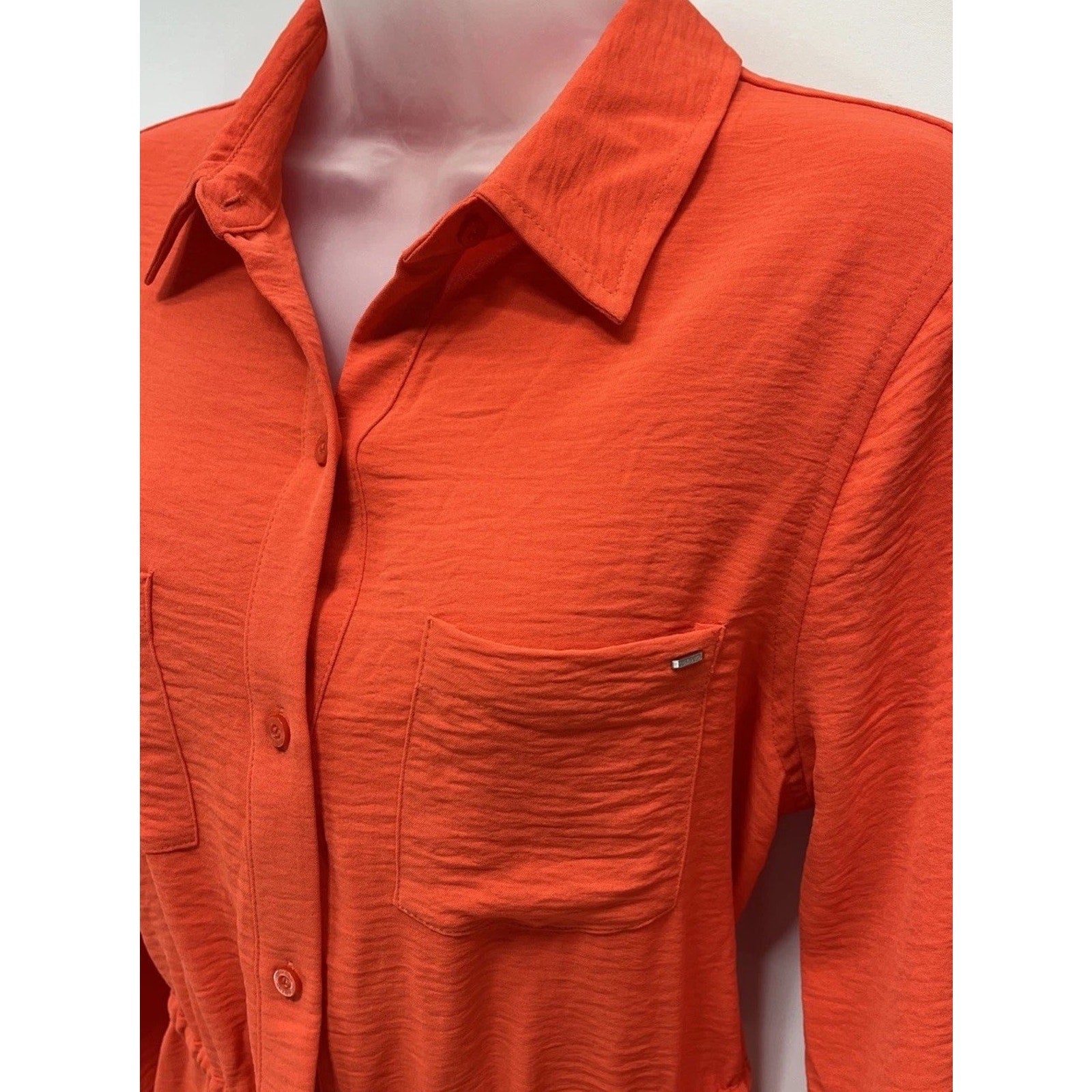 Calvin Klein Orange Long Sleeve Blouse Top Size M