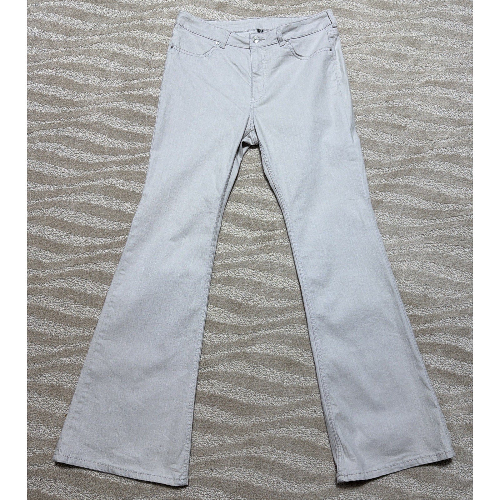 H&M Divided Jeans Women's US 12 Gray High Rise Flare Leg Stretch Denim