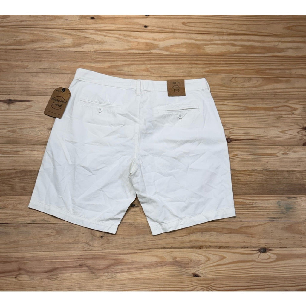 Redwood Creek Shorts Men's Size 34 Ivory 100% Cotton Slash Pockets Flat Front