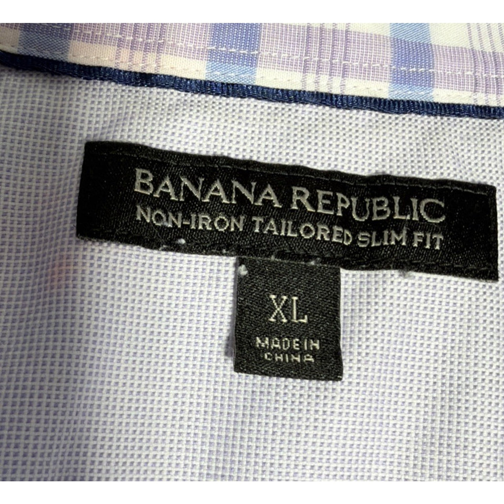 Banana Republic Non Iron Tailored Slim Fit Men's XL Plaid Button Shirt Preppy
