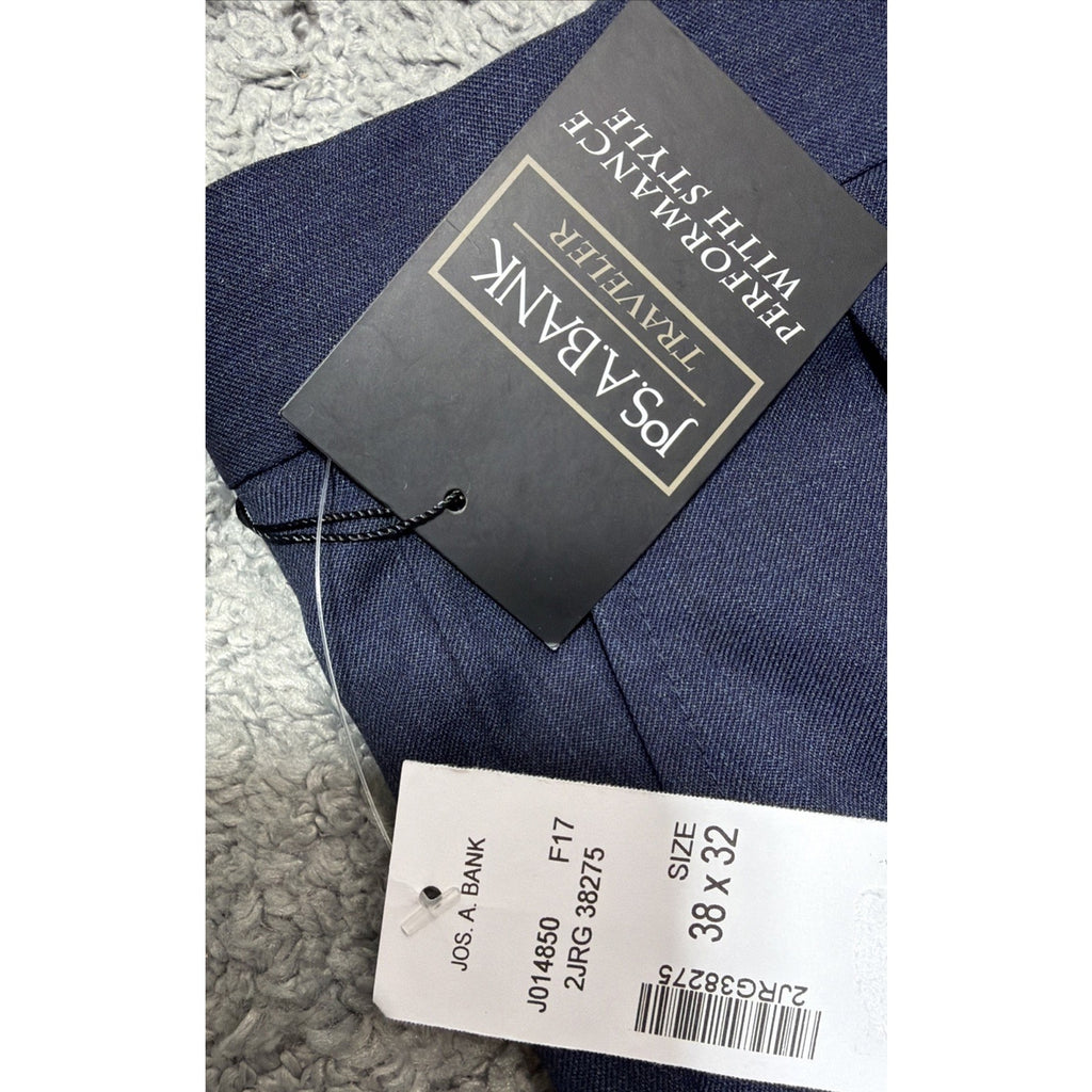 Jos A Bank 100% Wool Traveler Dress Pants Pleated Cuffed Mens Navy Cuff 38x32