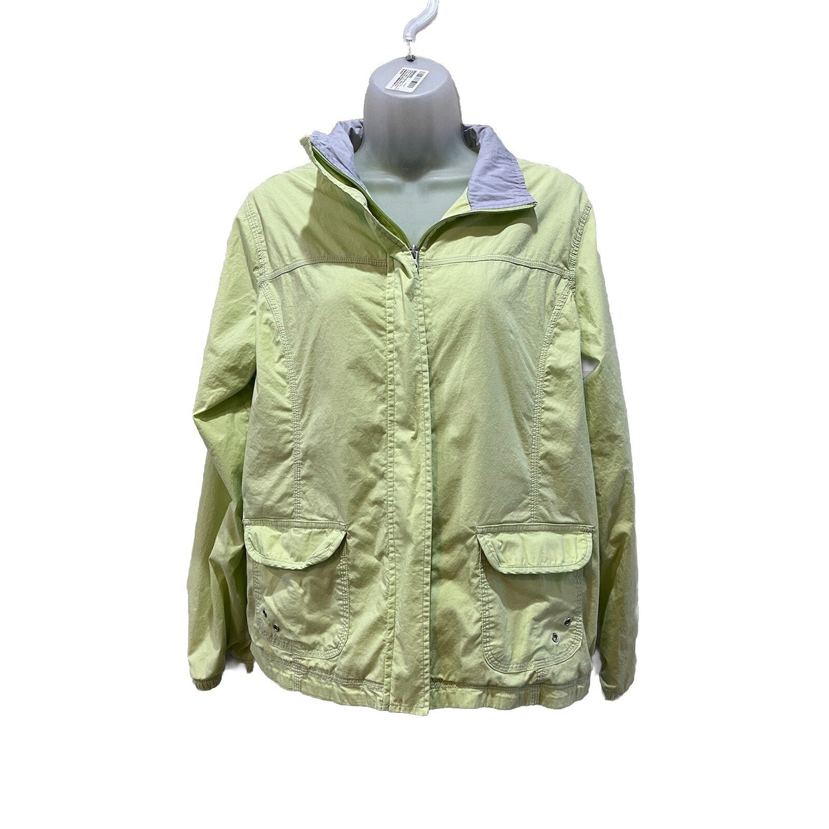 Vtg St. John's Bay Active Lightweight Full Zip Jacket Yellow Pockets Women's L