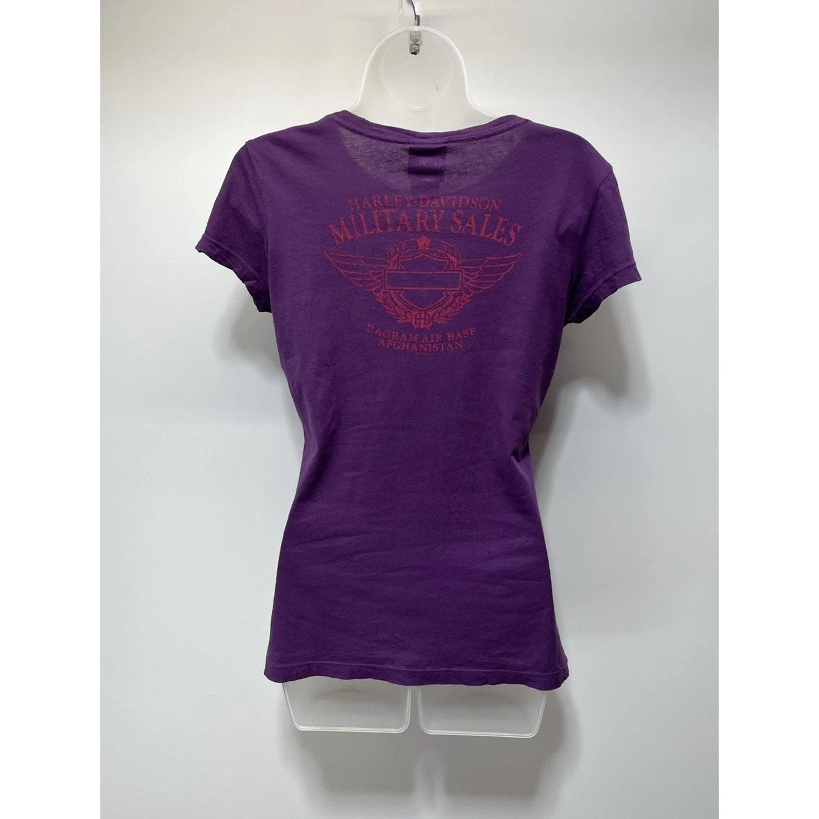 Harley Davidson Bagram Air Base Afghanistan T-Shirt Rhinestone Purple S 2015