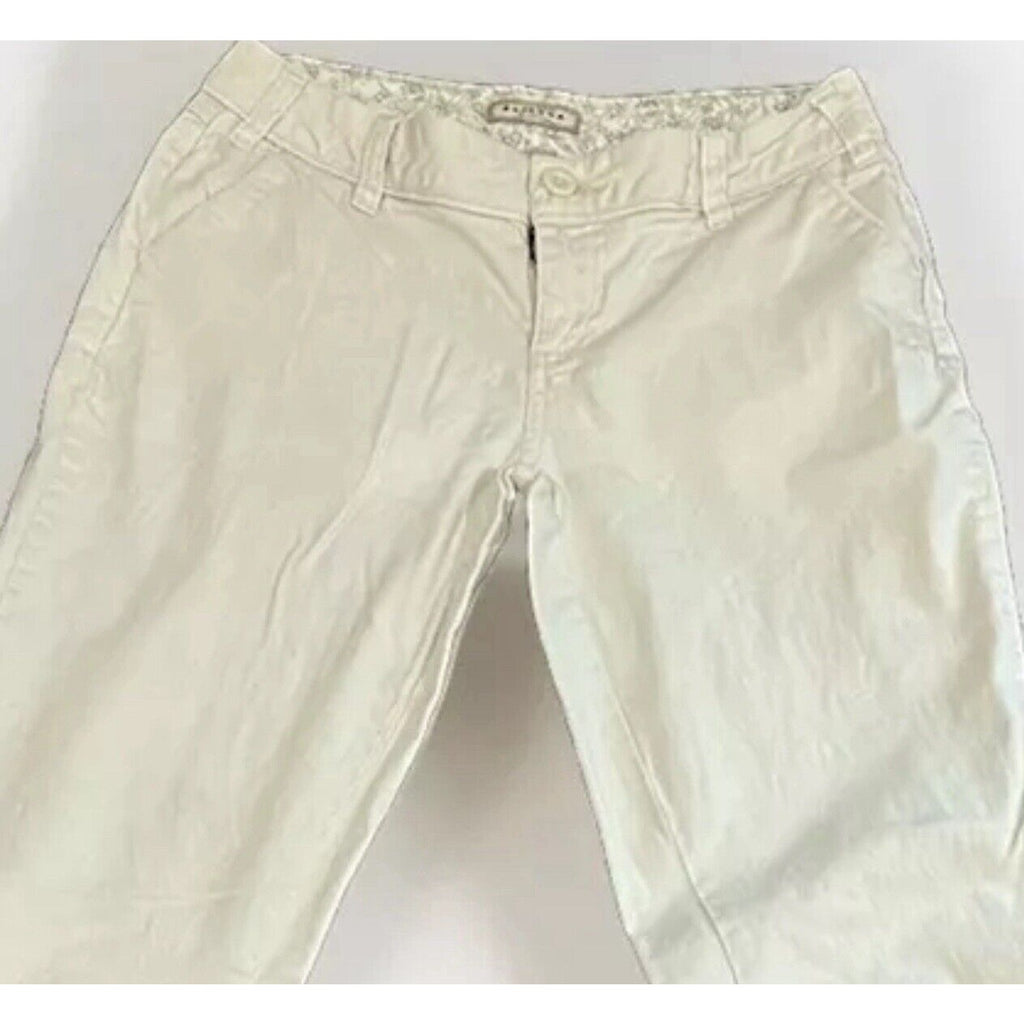 Arizona Women Tan Flat Front Medium Wash Bootcut Pants Size 3L