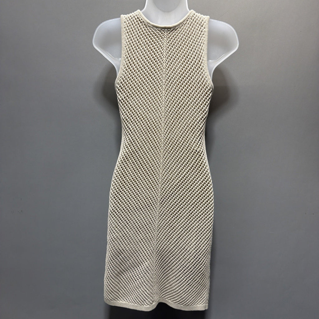 NEW GAP Crochet Mini Dress XS Knit Sleeveless Boho Summer Bedrock Beige Bohemian