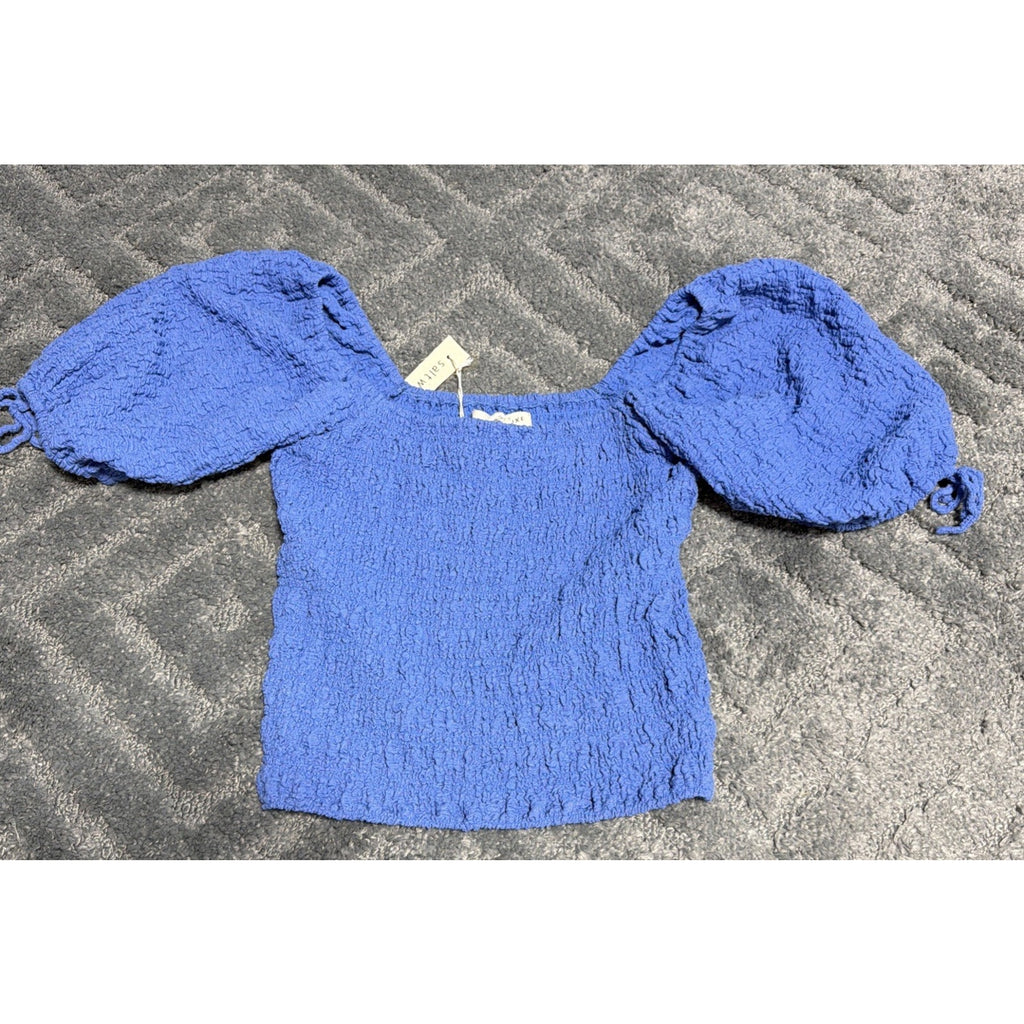 Saltwater Luxe LA Blue Crinkle Pacific Lewis Crop Top New 98$ Msrp Size Medium