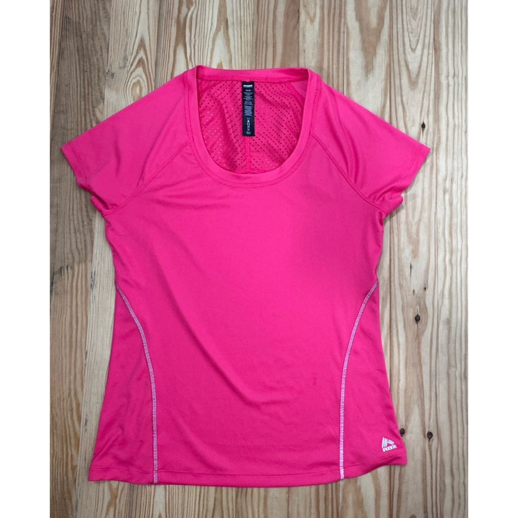 Reebok women's size M t-shirt pink scoop neck short sleeves "Reebok" logo