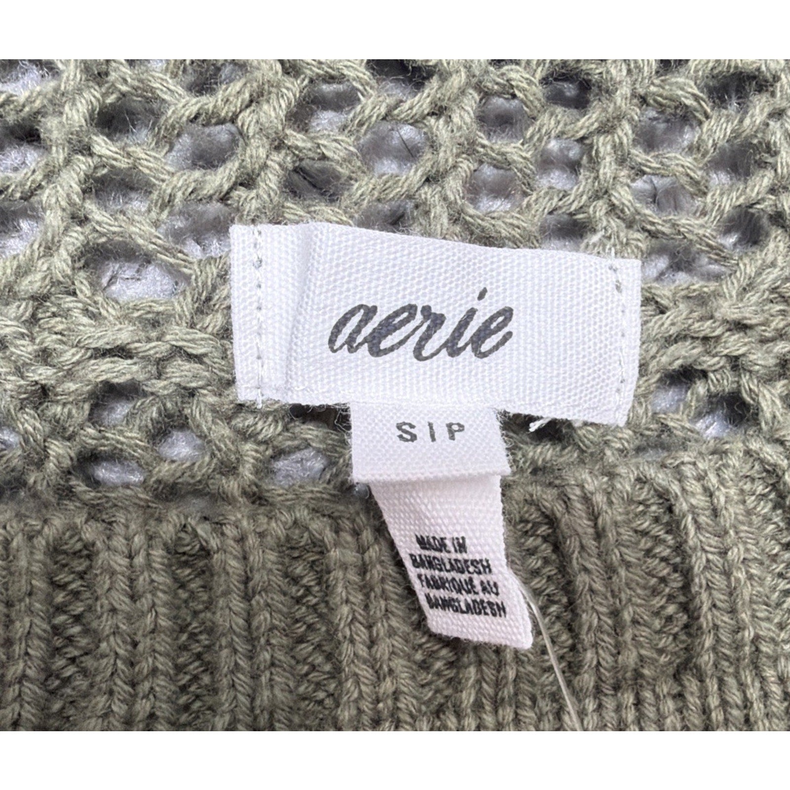 Aerie Crochet Short Sleeve Oversized Sweater Green Size Small NWT