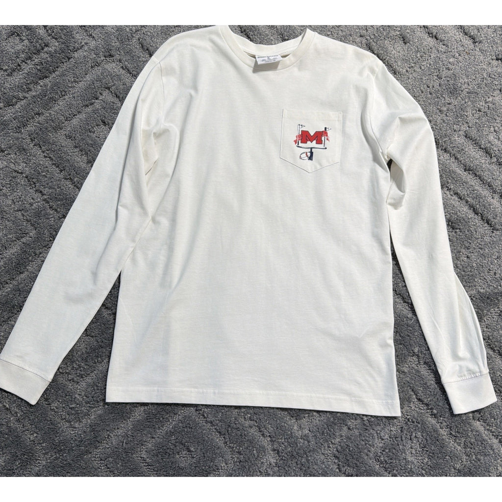 Ole Miss Rebels Champion Football Pocket Solid Gameday T-Shirt White M Excellent