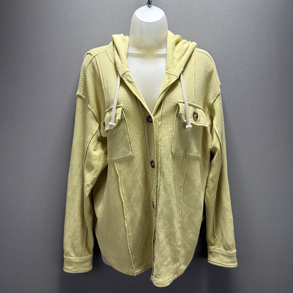 American Eagle Shacket Oversized Waffle Knit Thermal Hoodie Sweatshirt Women’s M