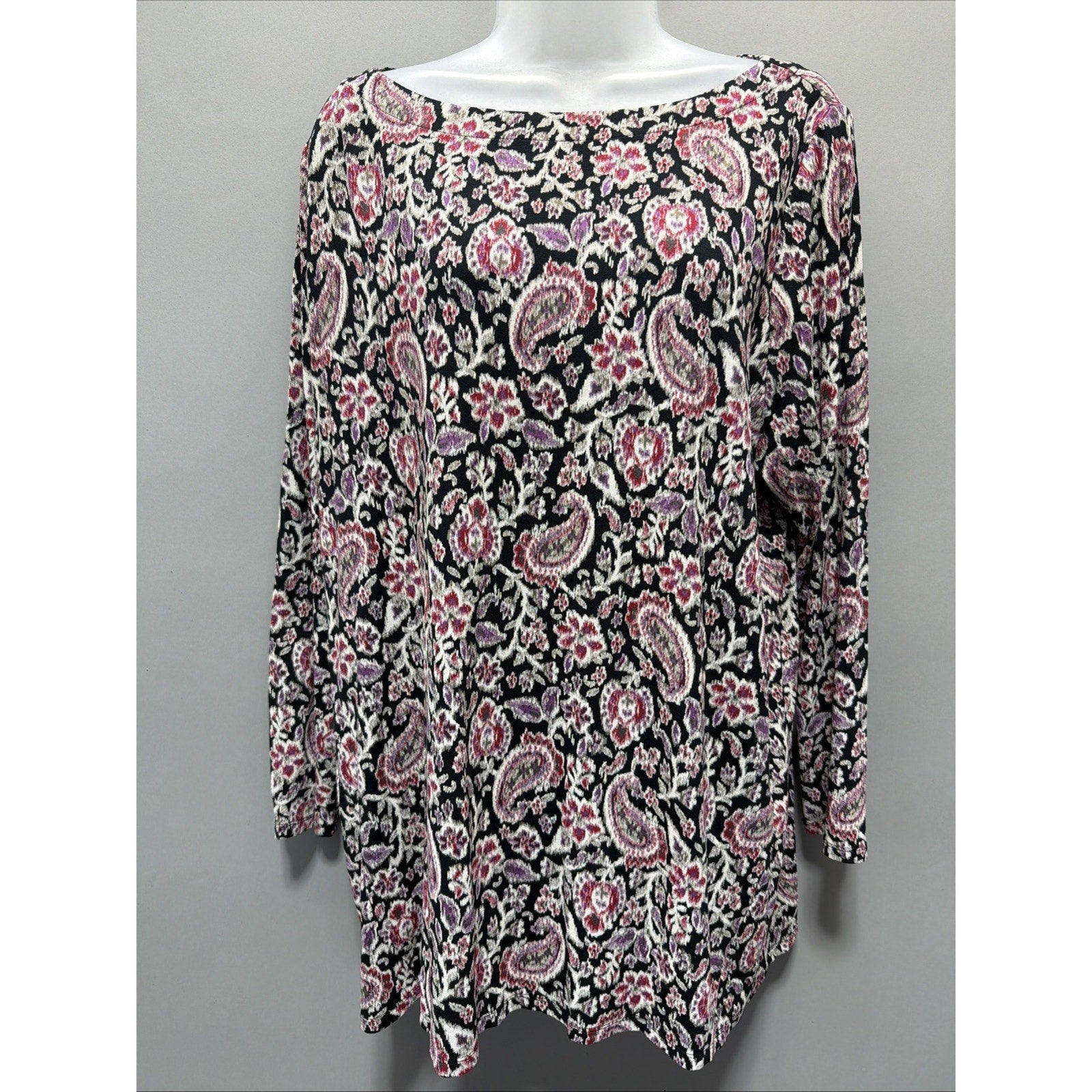 J. Jill Wearever Collection Womens L Blouse Shirt Paisley Floral Casual Career