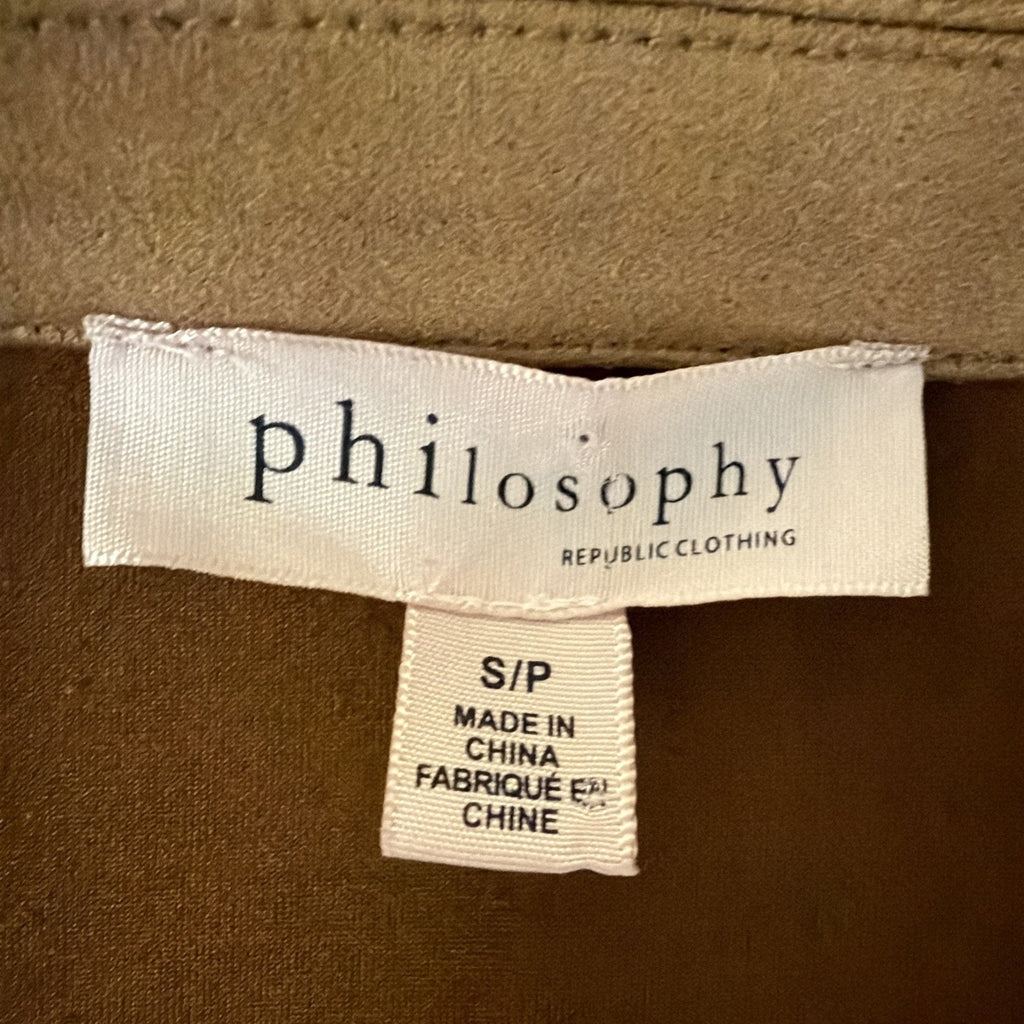 Philosophy Republic Clothing Jacket Womens Small Camel Faux Suede Cropped Moto