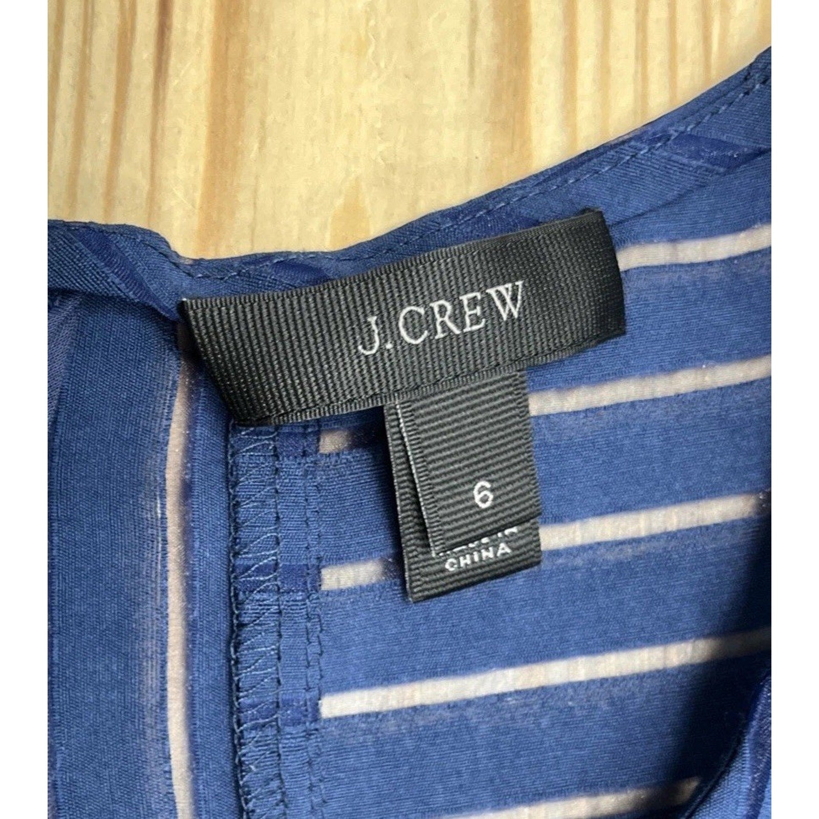 J. Crew Top Womens Navy Blue Short Sleeve Blouse , Size 6, Sheer Panels