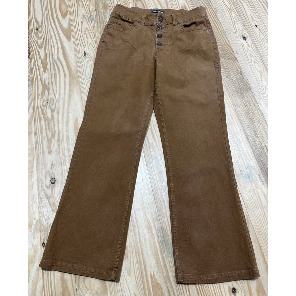 Toad & Co Kick Flare Crop Button Fly Pants Brown Size 8 28x26