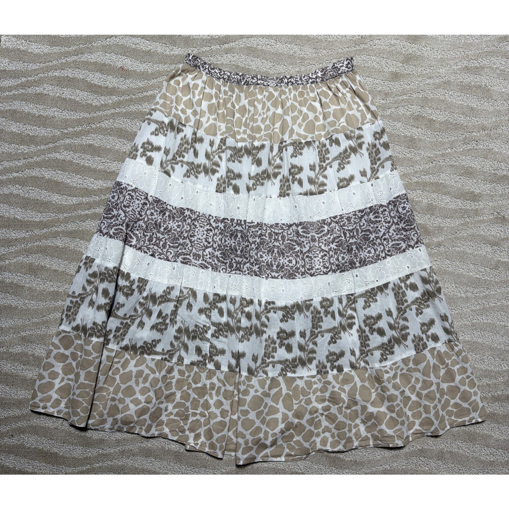 BOHO/Prarie Maxi Skirts Women’s L Tiered Cotton Elastic Waist-Elements