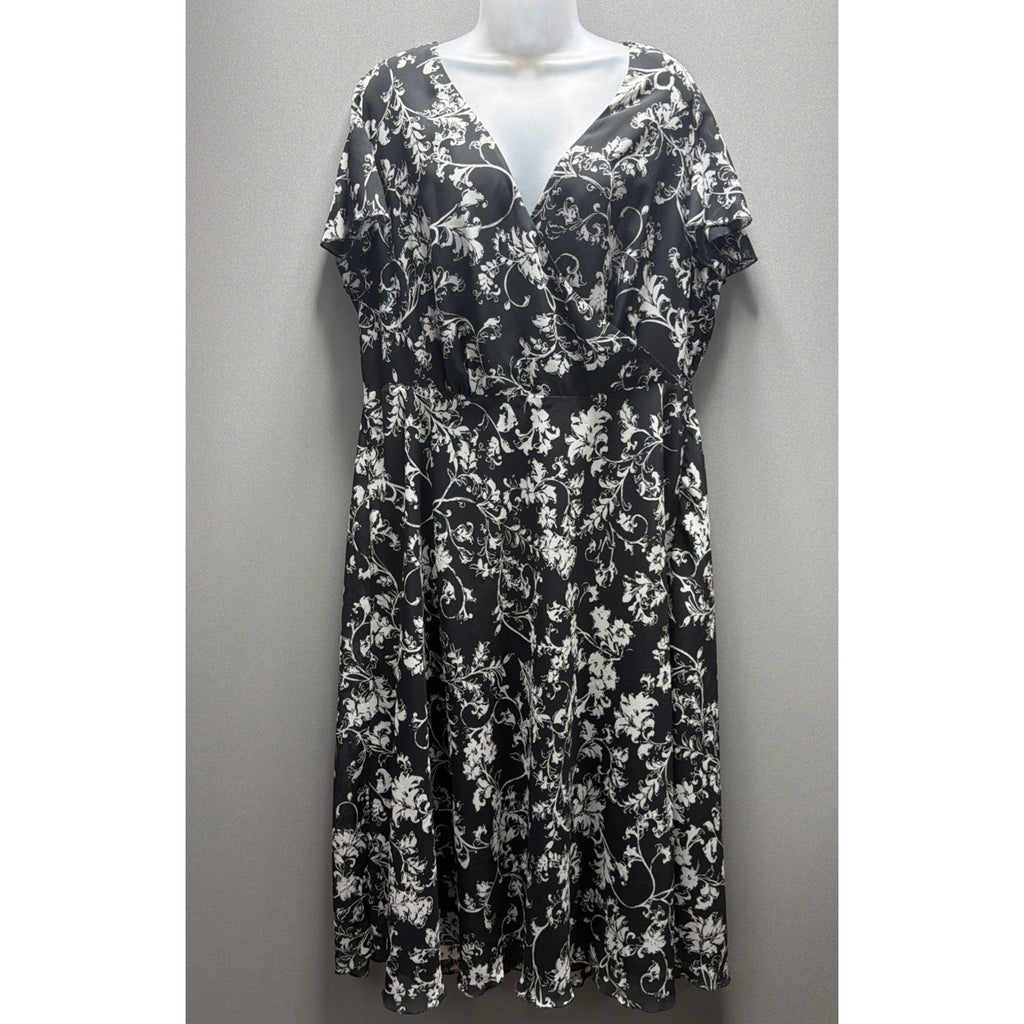 Lane Bryant Dress Womens 18 Black White High Low Polished Professional Career